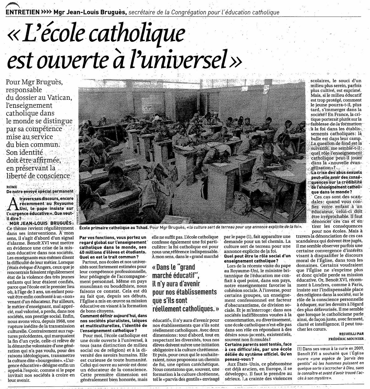 Article de La Croix du 5 oct 2010